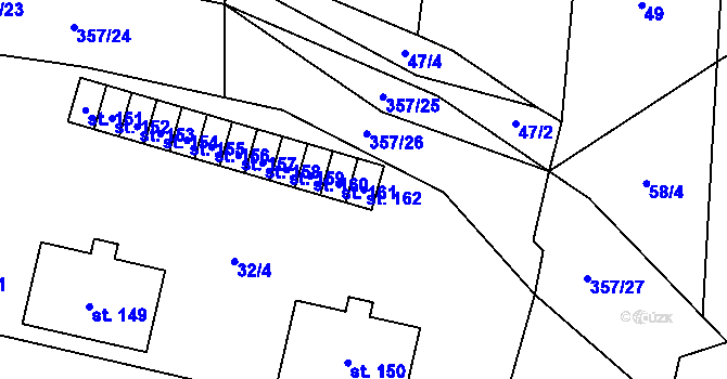 Parcela st. 162 v KÚ Lukavice na Moravě, Katastrální mapa