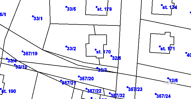 Parcela st. 170 v KÚ Lukavice na Moravě, Katastrální mapa