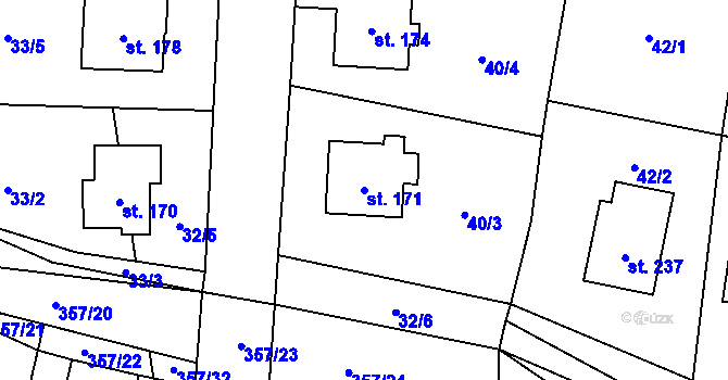 Parcela st. 171 v KÚ Lukavice na Moravě, Katastrální mapa