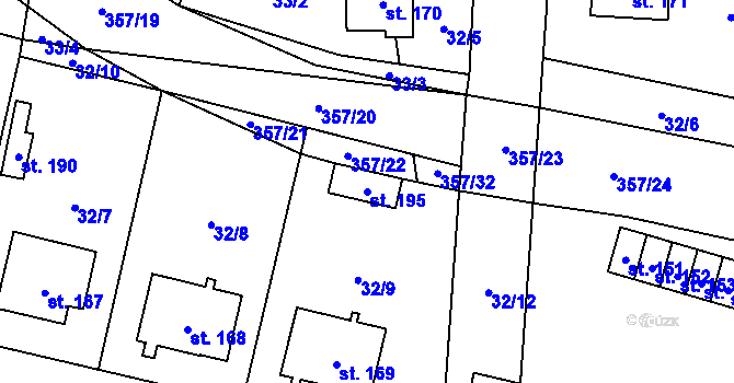 Parcela st. 195 v KÚ Lukavice na Moravě, Katastrální mapa