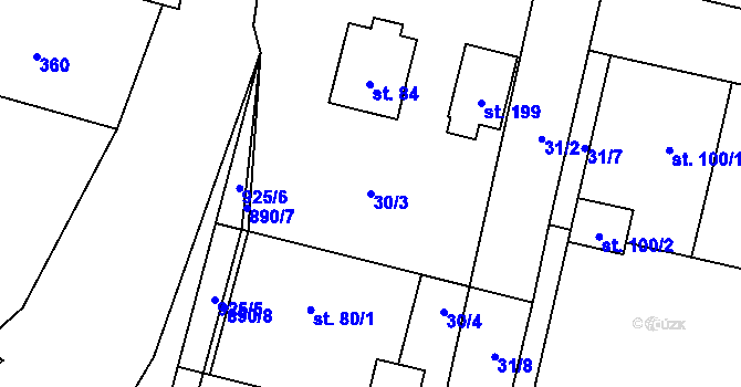 Parcela st. 30/3 v KÚ Lukavice na Moravě, Katastrální mapa