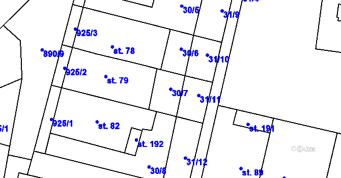 Parcela st. 30/7 v KÚ Lukavice na Moravě, Katastrální mapa