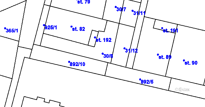 Parcela st. 30/8 v KÚ Lukavice na Moravě, Katastrální mapa