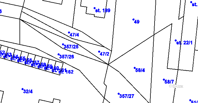 Parcela st. 47/2 v KÚ Lukavice na Moravě, Katastrální mapa