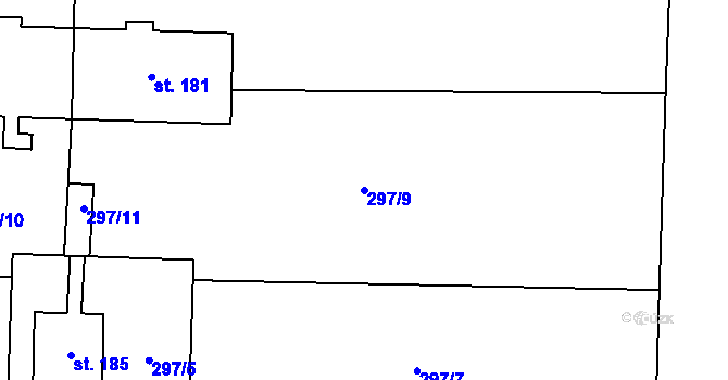 Parcela st. 297/9 v KÚ Lukavice na Moravě, Katastrální mapa