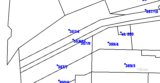 Parcela st. 357/9 v KÚ Lukavice na Moravě, Katastrální mapa