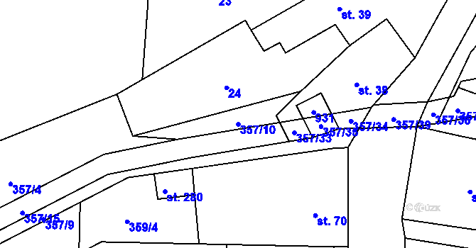 Parcela st. 357/10 v KÚ Lukavice na Moravě, Katastrální mapa