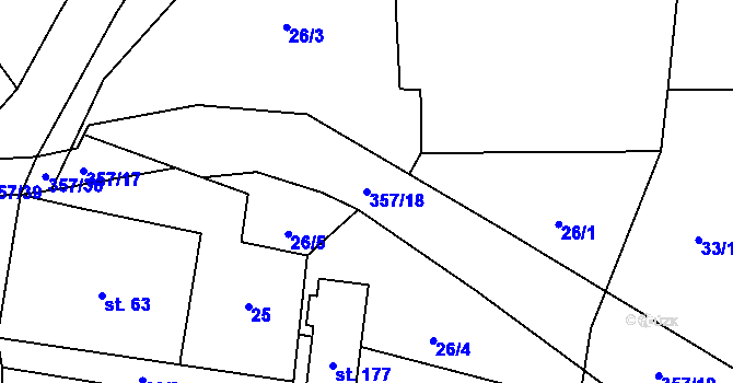 Parcela st. 357/18 v KÚ Lukavice na Moravě, Katastrální mapa