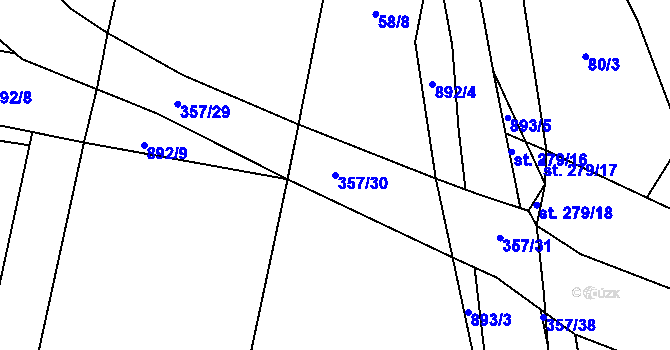 Parcela st. 357/30 v KÚ Lukavice na Moravě, Katastrální mapa