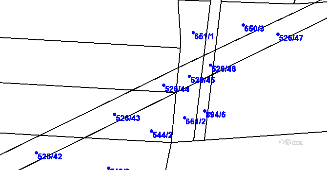 Parcela st. 526/44 v KÚ Lukavice na Moravě, Katastrální mapa