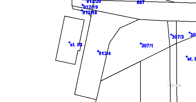Parcela st. 912/4 v KÚ Lukavice na Moravě, Katastrální mapa