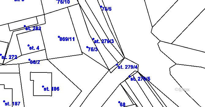 Parcela st. 75/13 v KÚ Lukavice na Moravě, Katastrální mapa