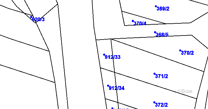 Parcela st. 912/33 v KÚ Lukavice na Moravě, Katastrální mapa