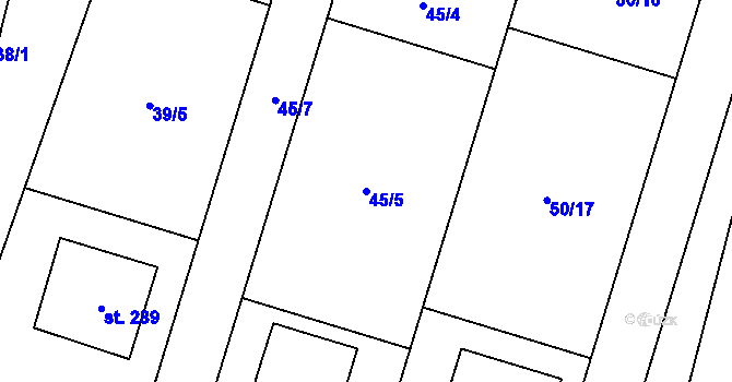 Parcela st. 45/5 v KÚ Lukavice na Moravě, Katastrální mapa
