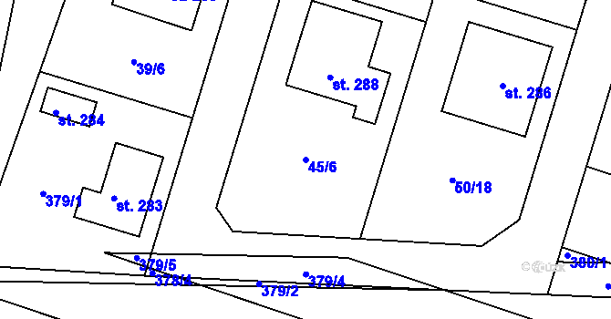 Parcela st. 45/6 v KÚ Lukavice na Moravě, Katastrální mapa