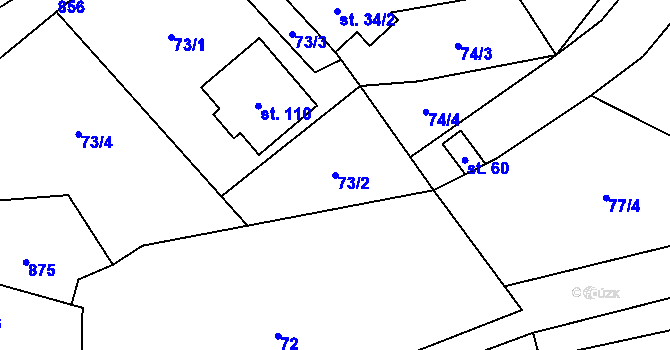 Parcela st. 73/2 v KÚ Slavoňov u Lukavice, Katastrální mapa