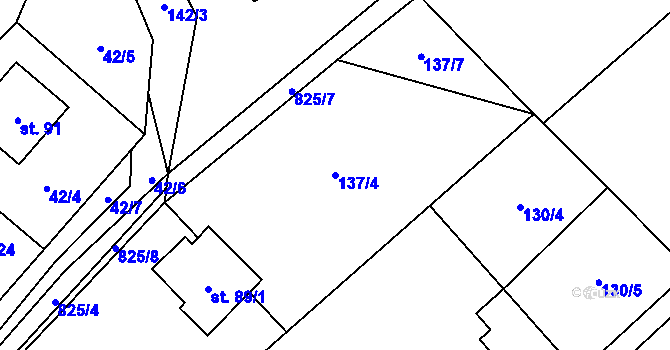 Parcela st. 137/4 v KÚ Slavoňov u Lukavice, Katastrální mapa