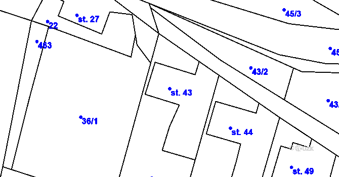Parcela st. 43 v KÚ Vlachov, Katastrální mapa