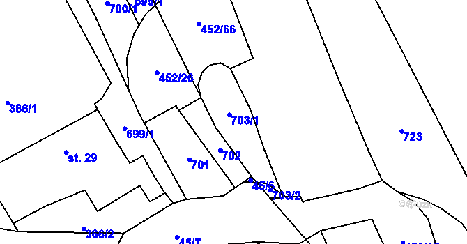 Parcela st. 703 v KÚ Vlachov, Katastrální mapa