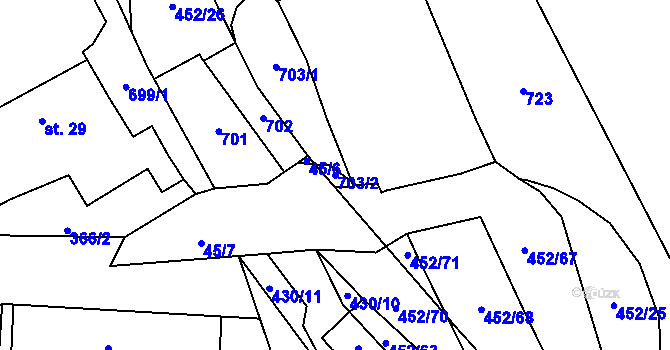 Parcela st. 703/2 v KÚ Vlachov, Katastrální mapa