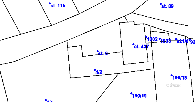 Parcela st. 6 v KÚ Lukavice, Katastrální mapa
