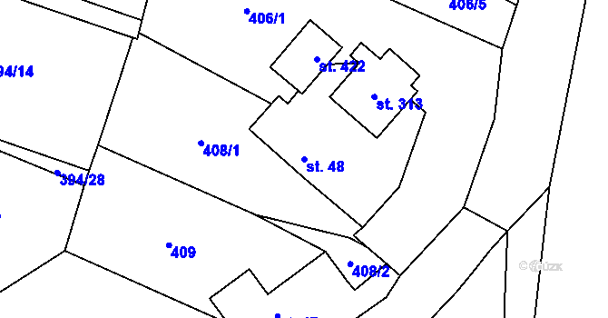 Parcela st. 48 v KÚ Lukavice, Katastrální mapa