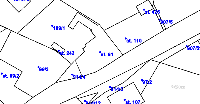 Parcela st. 61 v KÚ Lukavice, Katastrální mapa