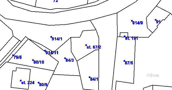 Parcela st. 67/2 v KÚ Lukavice, Katastrální mapa