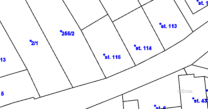 Parcela st. 115 v KÚ Lukavice, Katastrální mapa