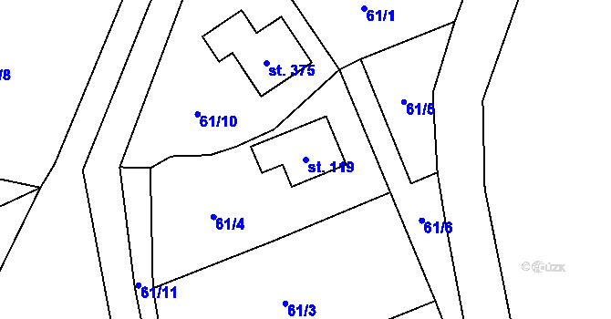 Parcela st. 119 v KÚ Lukavice, Katastrální mapa