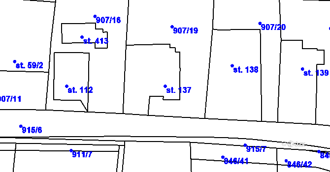 Parcela st. 137 v KÚ Lukavice, Katastrální mapa