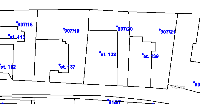 Parcela st. 138 v KÚ Lukavice, Katastrální mapa