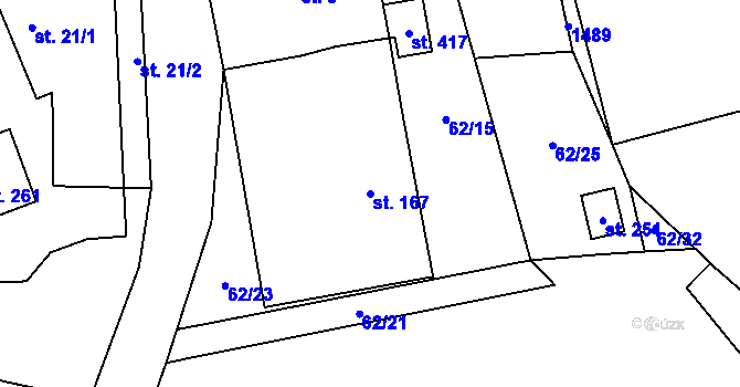 Parcela st. 167 v KÚ Lukavice, Katastrální mapa