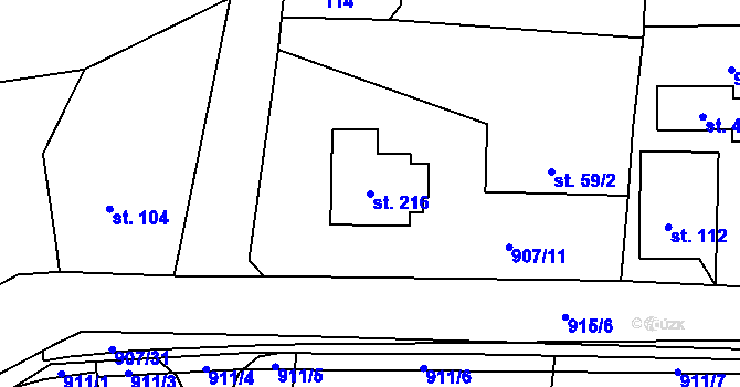 Parcela st. 216 v KÚ Lukavice, Katastrální mapa