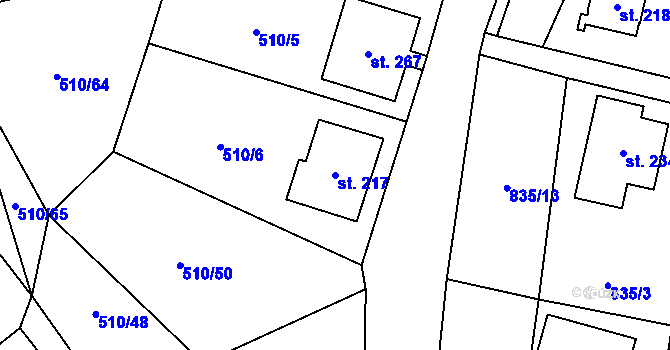 Parcela st. 217 v KÚ Lukavice, Katastrální mapa