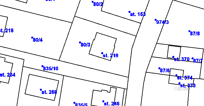 Parcela st. 219 v KÚ Lukavice, Katastrální mapa
