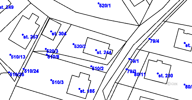 Parcela st. 244 v KÚ Lukavice, Katastrální mapa
