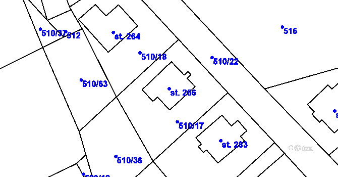 Parcela st. 266 v KÚ Lukavice, Katastrální mapa