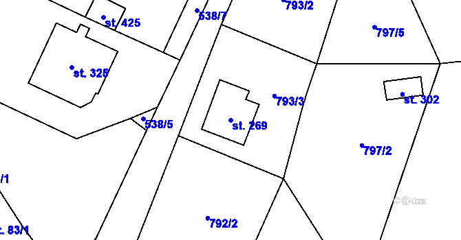 Parcela st. 269 v KÚ Lukavice, Katastrální mapa