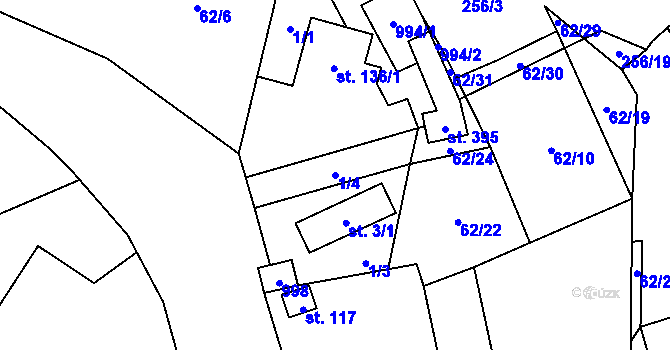 Parcela st. 1/4 v KÚ Lukavice, Katastrální mapa
