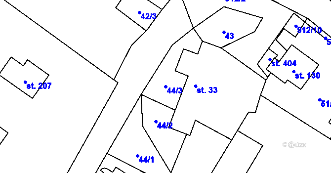 Parcela st. 44/3 v KÚ Lukavice, Katastrální mapa