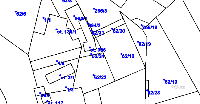 Parcela st. 62/5 v KÚ Lukavice, Katastrální mapa