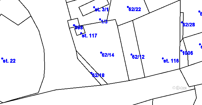 Parcela st. 62/14 v KÚ Lukavice, Katastrální mapa