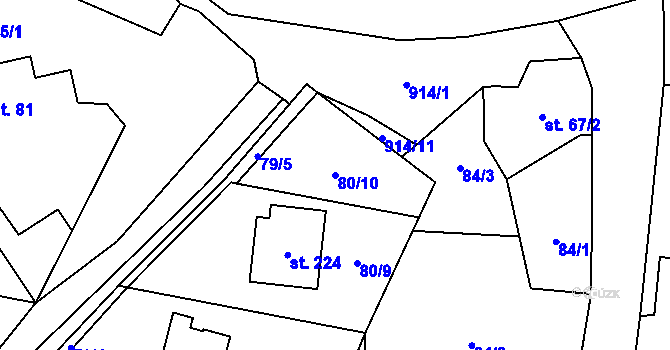 Parcela st. 80/10 v KÚ Lukavice, Katastrální mapa