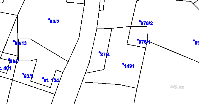 Parcela st. 87/4 v KÚ Lukavice, Katastrální mapa