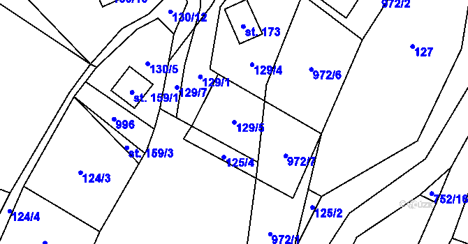 Parcela st. 129/5 v KÚ Lukavice, Katastrální mapa