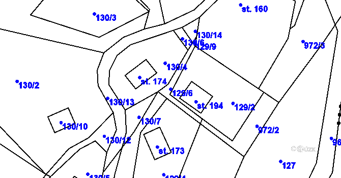 Parcela st. 129/6 v KÚ Lukavice, Katastrální mapa