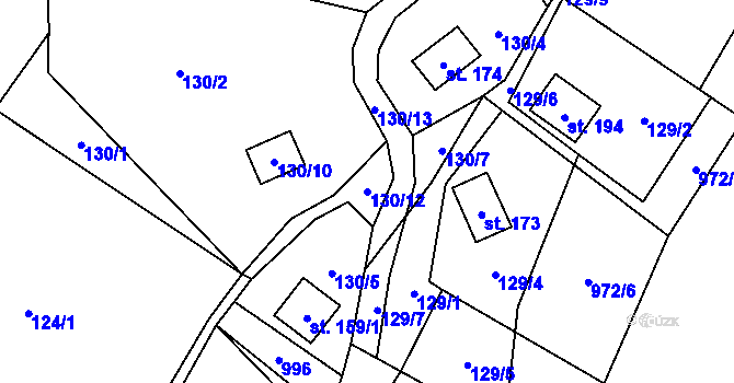 Parcela st. 130/12 v KÚ Lukavice, Katastrální mapa