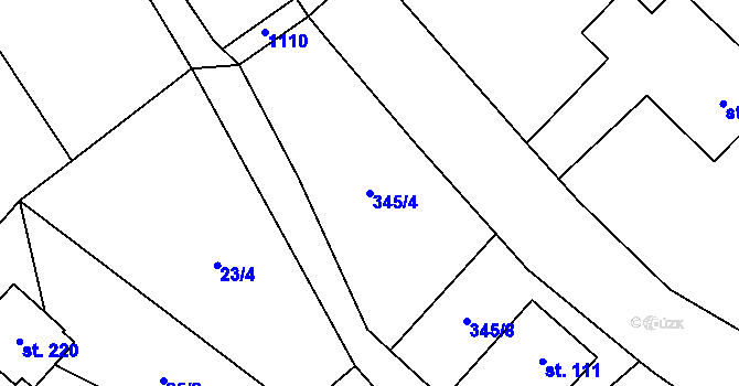 Parcela st. 345/4 v KÚ Lukavice, Katastrální mapa