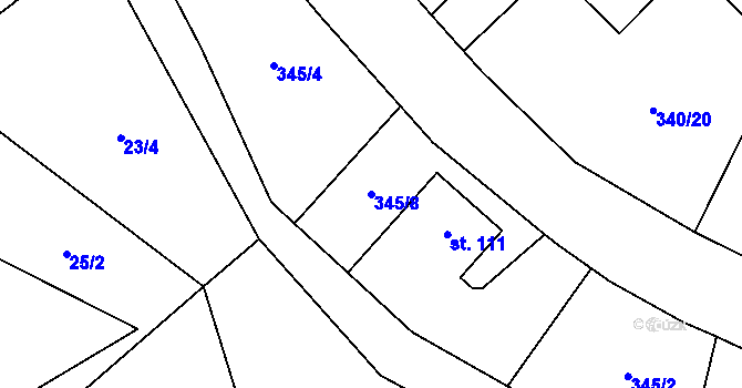 Parcela st. 345/8 v KÚ Lukavice, Katastrální mapa